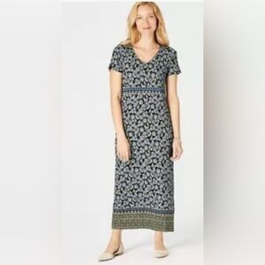 J Jill Maxi ModestDress Women L Floral Paisley
Short Sleeve V Neck Knit Stretch